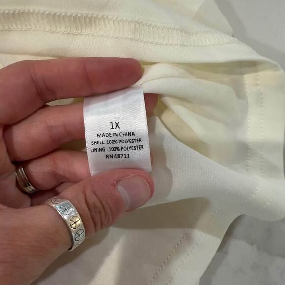 Ophelia Roe NWT Romantic Tiered Ruffle Long Sleeve Dress Women's Size 1X Cream - Picture 9 of 10